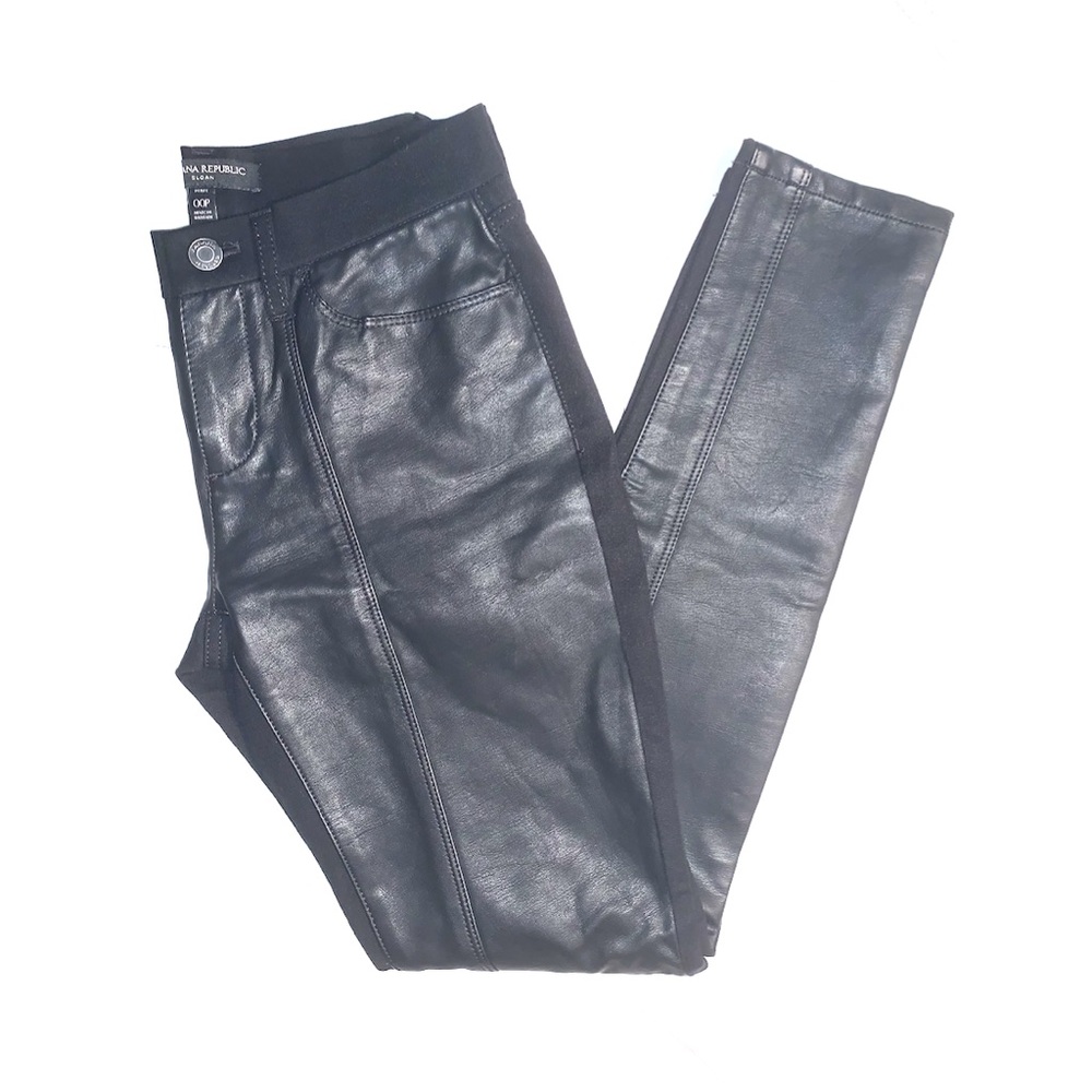 Banana Republic Leather/Black Denim Skinny Jeans